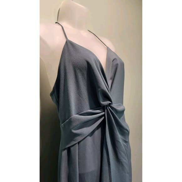 Zara Soft Green Sleeveless Twist V Neck Chiffon Jumpsuit Sz S - Picture 4 of 10